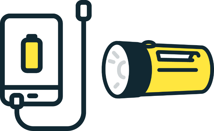 懐中電灯やモバイルバッテリー